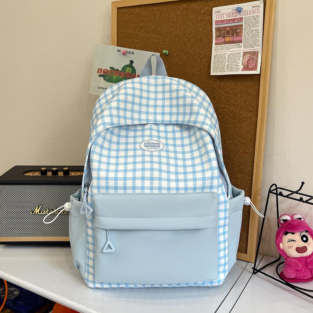 Schoolbag Japanese Small Fresh Plaid Schoolbag Junior High School Girls High Value Ins Niche Design Large Capacity Campus Backpack