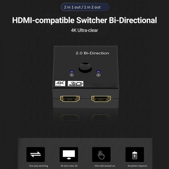 

HDMI-совместимый преобразователь Полезный двунаправленный разъем Plug Play HDMI-совместимый адаптер HDMI-совместимый 1 вход 2 выхода / 2 входа 1 выход Коммутатор