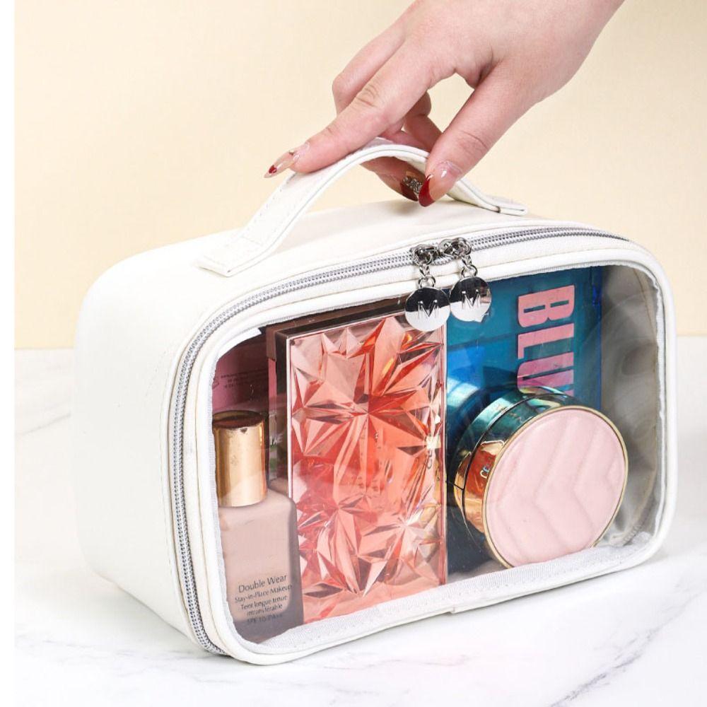 Pvc Storage Toiletry Bag Large Capacity Make Up Bag Portable Transparent Cosmetic Bag  Girls