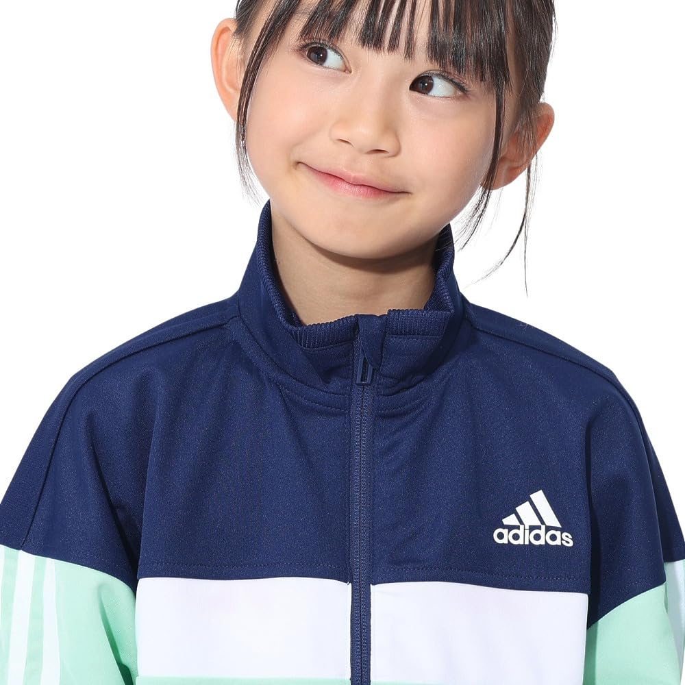 Adidas Tiberio Aero Lady Double Knit Jersey Regular Fit Track Aqua J130 Top, Jacket, Kids' JSY39, Semi-Flash (IS5173),