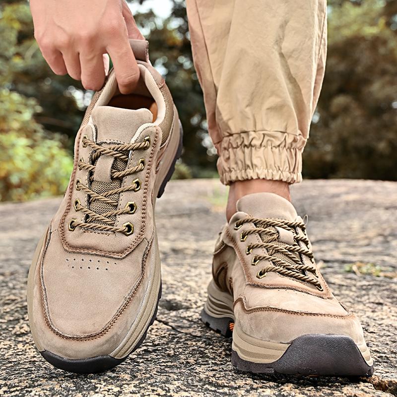 Genuine Leather Men Shoes Sneakers Outdoor Shoes Men Flats Comfortable Men Walking Hiking Shoes