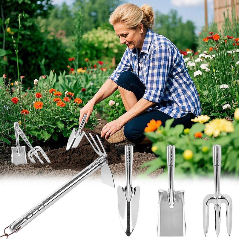 Garden Tool Set Soil Loosening Stainless Steel Shovel Portable Garden Tools Set Of 4 For Yard Lawn Vegetable Planting Soil