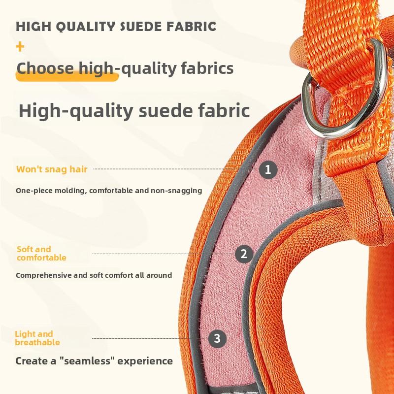 Cute Vest-style Chest and Back Protection for Kittens, Velcro Safety Buckle, Reflective Pet Cat Leash