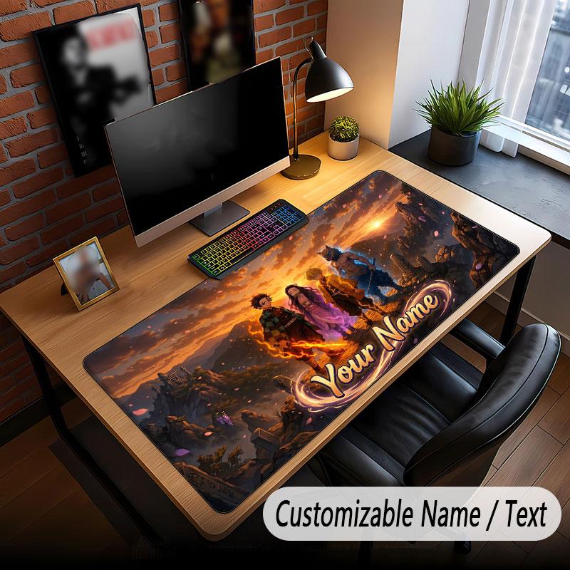 Custom Name Extended Mouse Pad,Demon Slayer Gaming Desk Mat For Home Office Desktop Decor