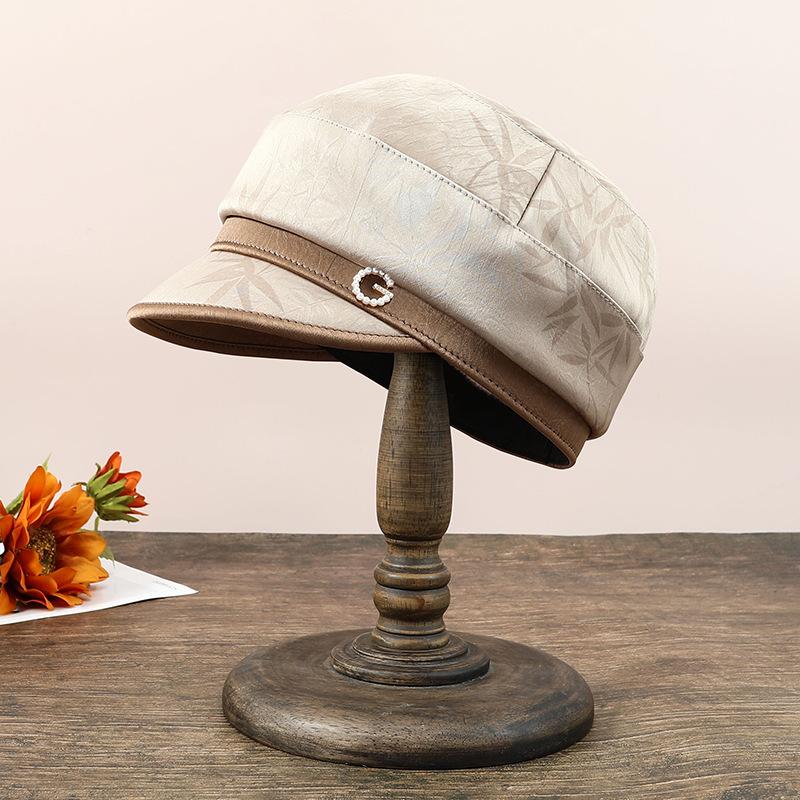 Autumn and winter fashion warm beret women's dark pattern yarmulke old man mother temperament versatile cloth hat