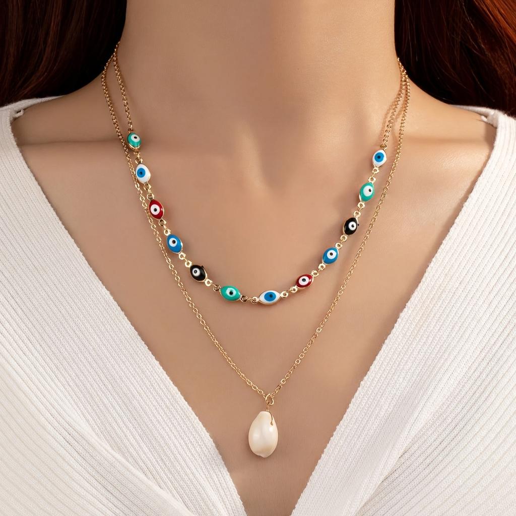 1 Double Hip Hop Style Devil's Eye Necklace Oil Drip Craft Necklace Eye Clavicle Chain