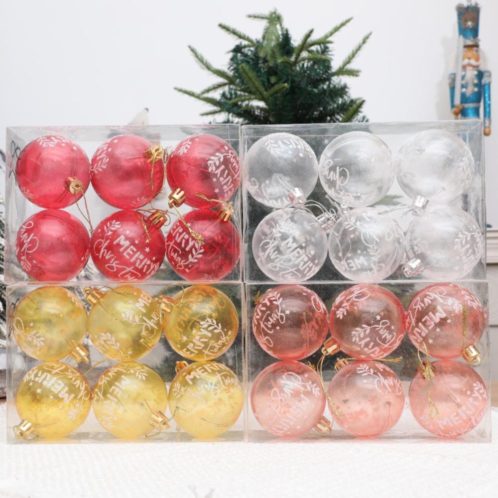 6Pcs/Box Transparent Painted Ball Christmas Tree Ornament DIY Crafts Painted Christmas Decorations