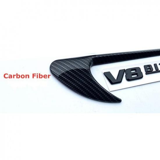 2x Black Carbon Fiber Vent Fender Trim Boomerang Sticker Emblem Fit For Benz AMG