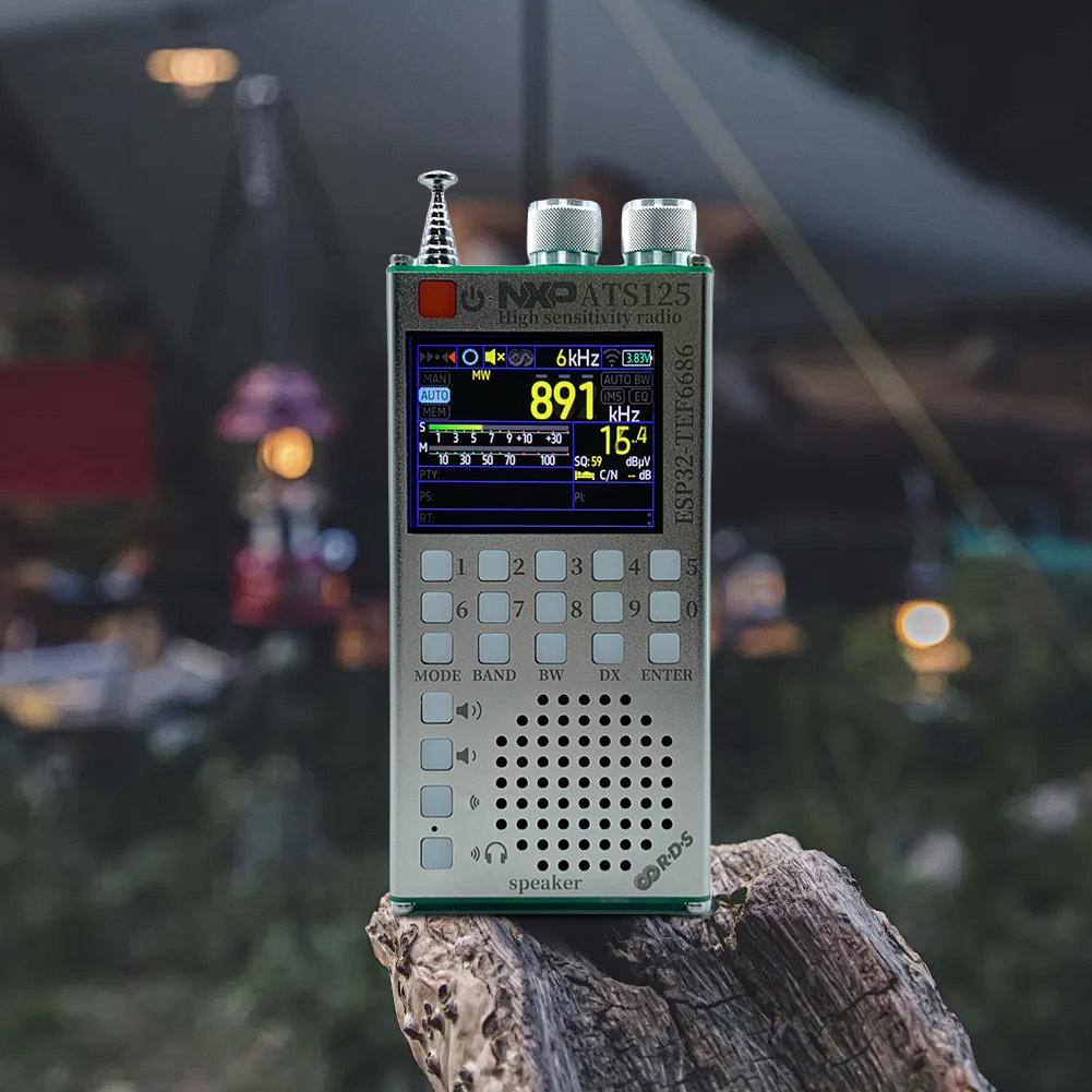 ATS125 ESP32 65-108MHz Portable Bluetooth Radio Receiver TEF6686 Chip RDS Data Display Radio LCD Screen Telescoping Antenna