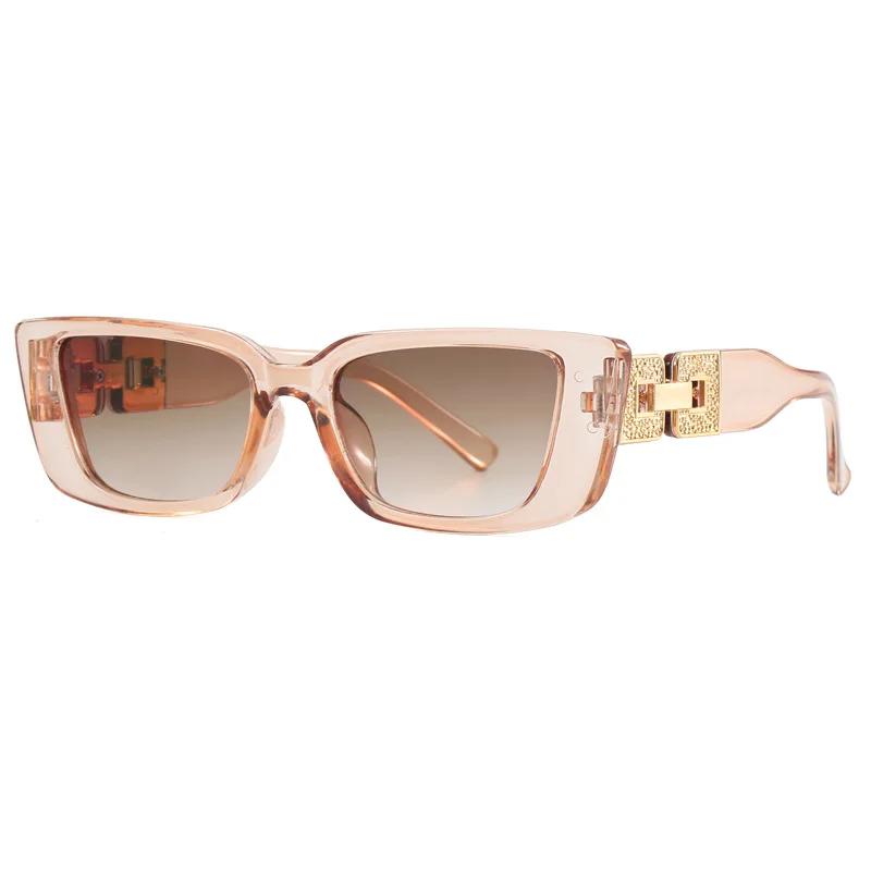 Fashion Women Sunglasses Cat Eye Narrow Frame Chain Legs Sunglasses For Female Vintage Small Square Men Eyewear Outdoor UV400