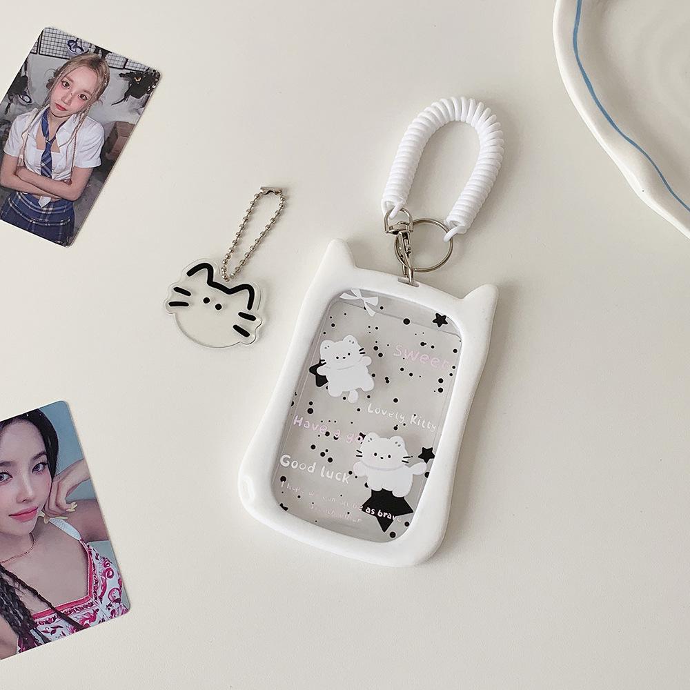 Cartoon Alien Kitten ID Card Holder - Decorative & Protective Sleeve with Star Chaser Pendant for Students