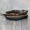 Unique Mixed Triple Simple Leather Beaded Bracelet, Tiger Eye, Copper, Black Beaded Beaded Bracelet Friendship Bracelets Jewelry