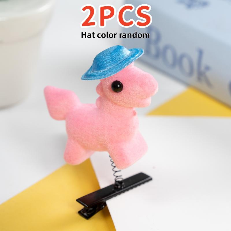 

2/5/10Pcs 2026 Year Of The Horse Hair Clip Cartoon Funny 3D Bouncing Hairpin Lovely Horse Duckbill Clip New Year Hair Accessory A5