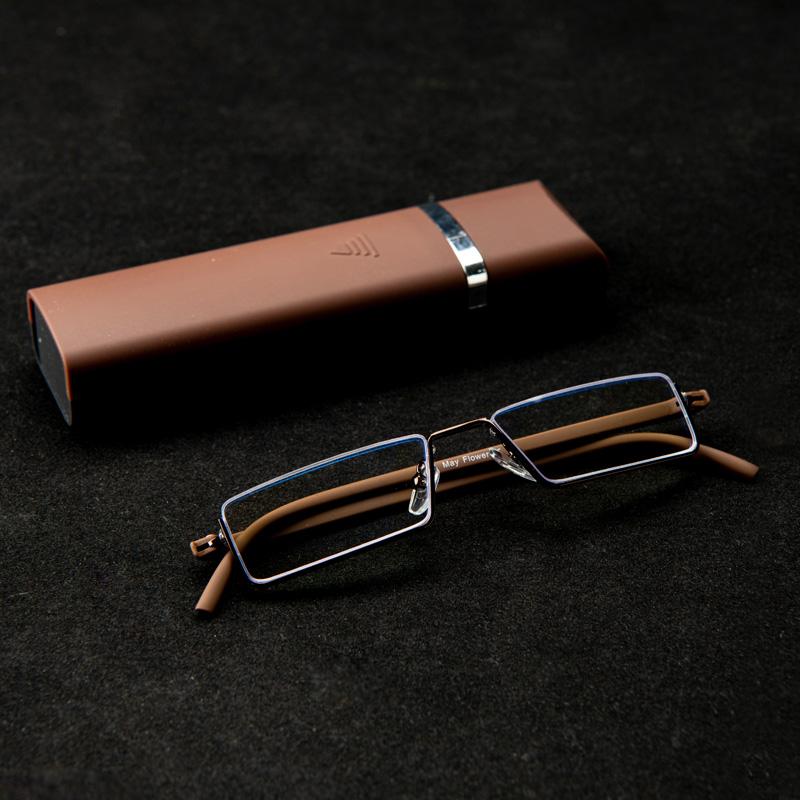 

Men S Half-Frame Business Reading Glasses Anti-Blue Light Anti-Fatigue Metal Frame Presbyopia Glasses +1.0 To +4.0 +4.0