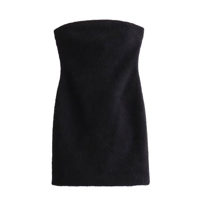 Fashion Style Winter New Women's Clothing Elegant Artificial Fur Effect Tube Top Dress 4391200 800