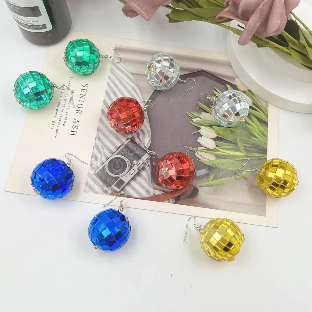 Mirror Ball Disco Ball Earrings Disco 60's 70's Ball Earrings Costume Accessory