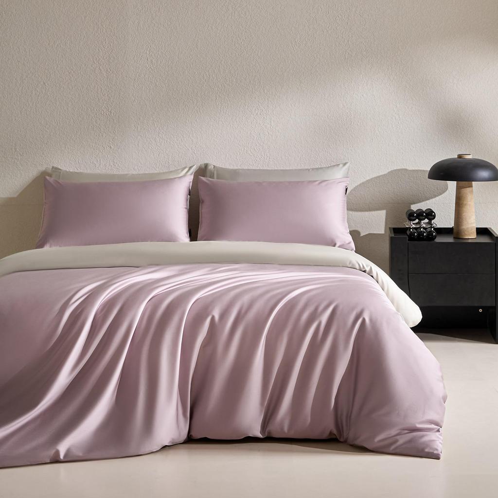 50s Double-Strand Xinjiang Long-Staple Cotton Sateen Solid Color Luxury Bedding Set (4-Piece)