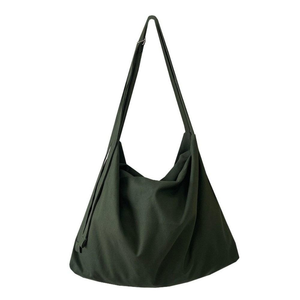 Casual Canvas Shoulder Bag Solid Color Adjustable Strap Shopping Bag Large Capacity Crossbody Bag Travel