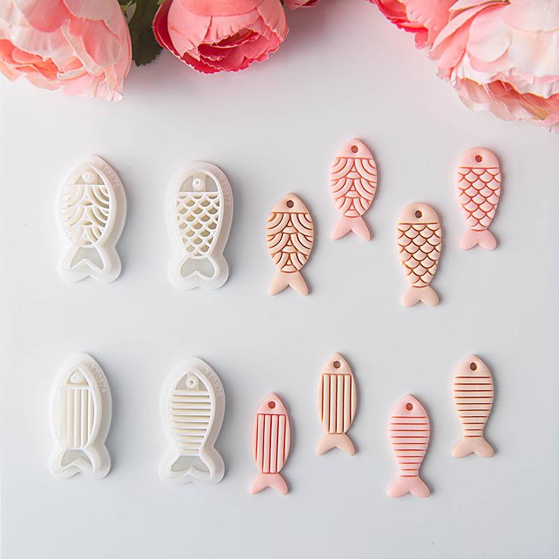 Orecchini Creativi Serie Pesci Taglierino in Argilla Polimerica Stampo Carino Cartone Animato per Ceramica Gioielli Fai da Te Forma Ciondolo Strumenti per Argilla Pressata