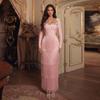 Europäisches & Amerikanisches Quasten-Langarm-Bandage-Abendkleid