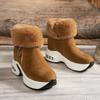 Winter New Comfortable Sports Leisure Cotton Boots with Sloping Heel Thick Sole Anti Slip Wear-resistant Women's Short Boots