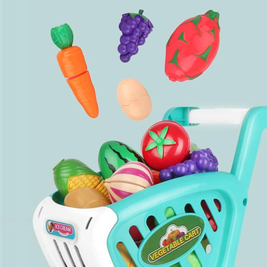 Experiență practică realistă în scenă Culoare strălucitoare pentru copii Supermarket Push Troler Educație Casă de joacă Jucărie pentru divertisment Pretinde