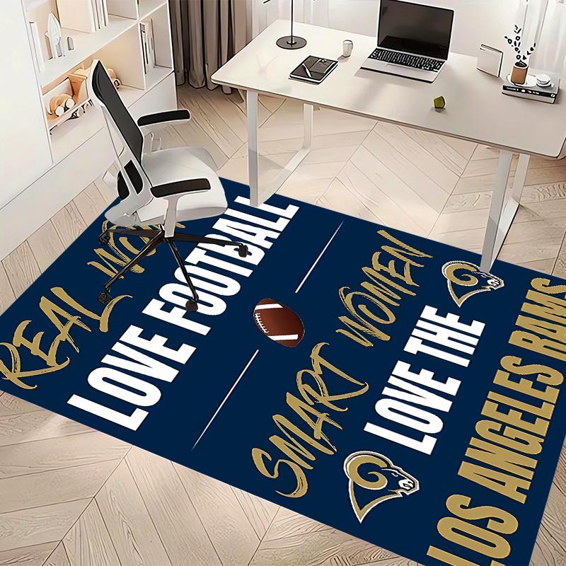Los Angeles Rams logo Print Area Rug - Soft, Washable Non-Slip Indoor Mat for Office Chairs, Living Room, Home Office Decorative Rug