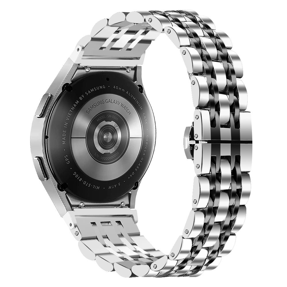 

Для Samsung Galaxy Watch7 44мм/40мм Ремінець з нержавіючої сталі 7-ланковий Ремінець для смарт-годинника з конектором Silver/Black