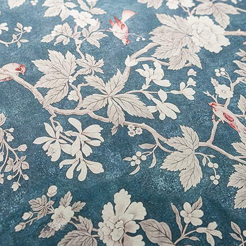 1PC NAPEARL American Retro Blue Background Floral and Bird Print Curtains 70-80% Blackout Curtains for Bedroom Living Room Window for Home Decor
