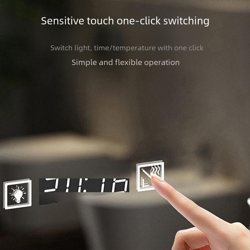 40cm x 50cm Space Aluminum Smart Mirror Cabinet with Lights & Defogging, Punch-Free Wall-Mounted for Small Bathrooms