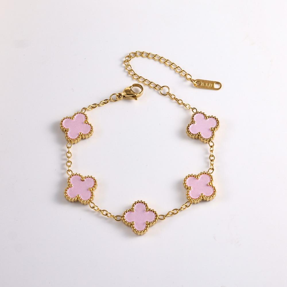Bracelet Trèfle à Quatre Feuilles 13mm Bracelet Classique Cinq Fleurs Inaltérable