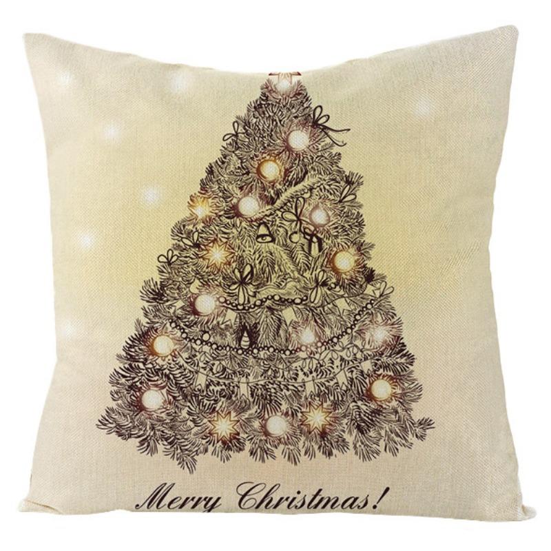 New Christmas Snowman Christmas Tree Linen Pillow Cover Festive Home Sofa Pillow Cover