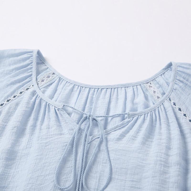 Women's French Textured Babydoll Blouse