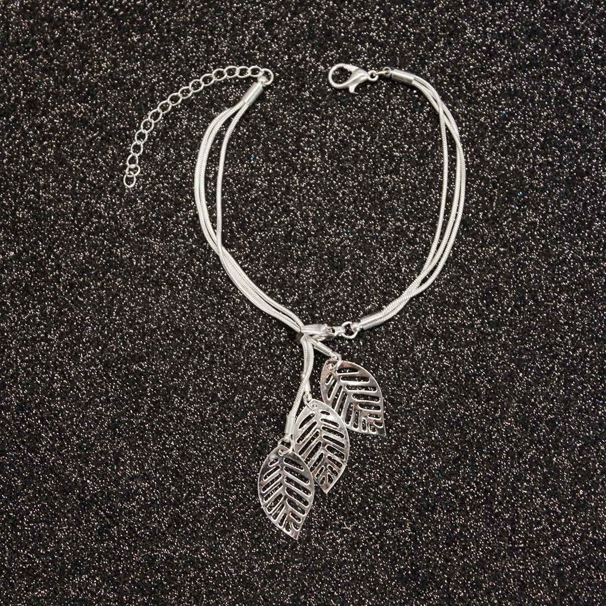 

Модный женский ювелирный браслет из проволочной сетки, браслет с полыми листьями, свадебный подарок на помолвку серебряный