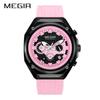 Men's Chronograph Quartz Watch Octagonal Case Waffle Dial Date Display Waterproof Silicone Strap Sports Wristwatch