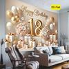 2D Neutral Elegant Backdrop "Happy Birthday" with White & Gold Gift Boxes Photo Booth Background