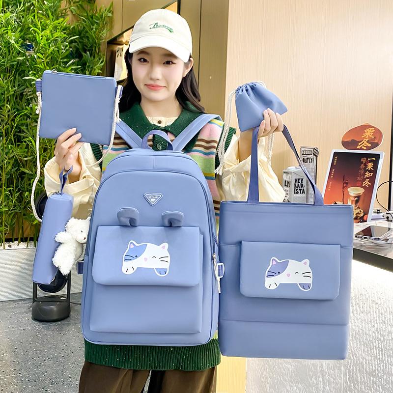 New five-piece backpack fashion trend casual style simple student bag large capacity backpack