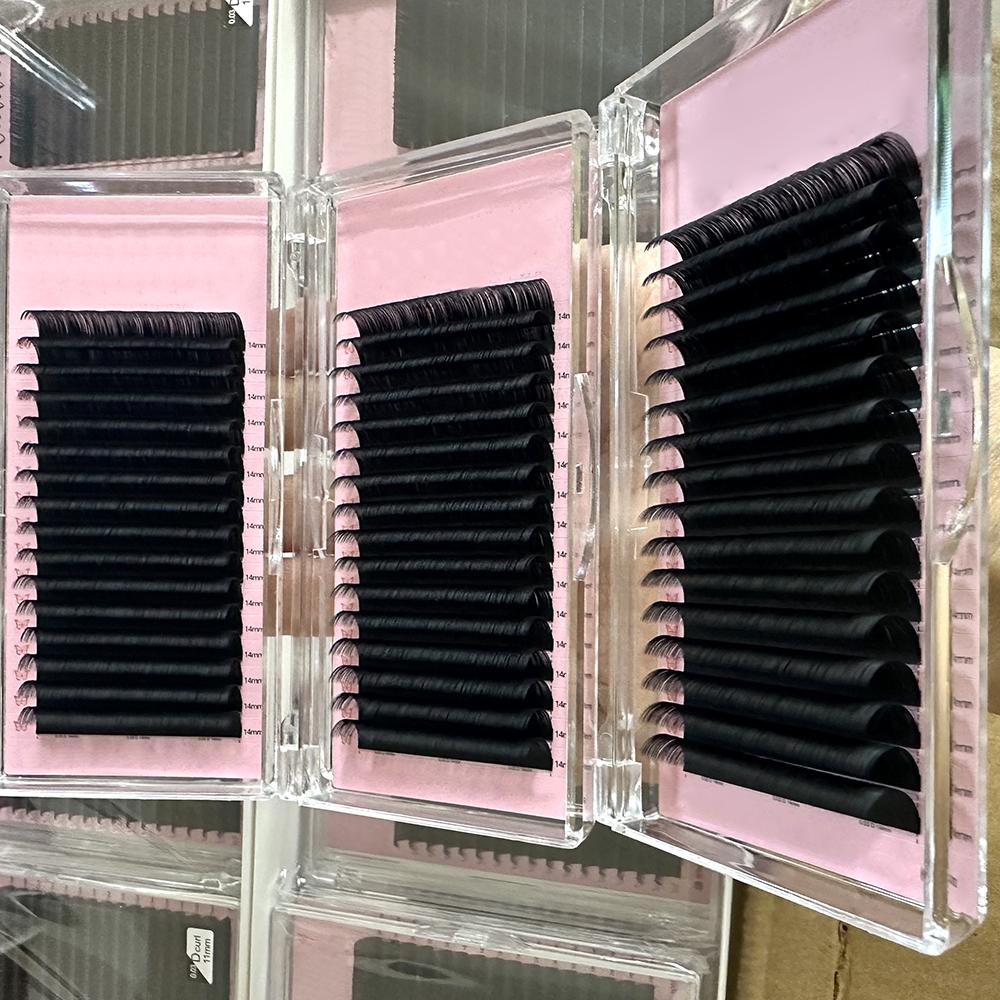 Matte Black Individual Velvet Eyelash Extensions Cashmere Volume Lashes Tray 5-25mm Easy Fan Lash Extension Supplies