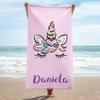 Name Bath Towels Cartoon Unicorn Beach Towel Bathroom Sport Towel for Adult Kids Microfiber Quick Dry Swimming Cover