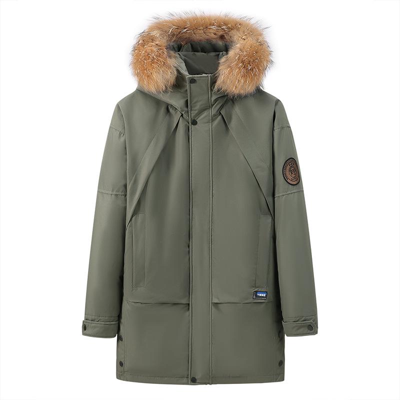 2026 Men's Mid-Length Thickened Winter Down Jacket with Faux Fur