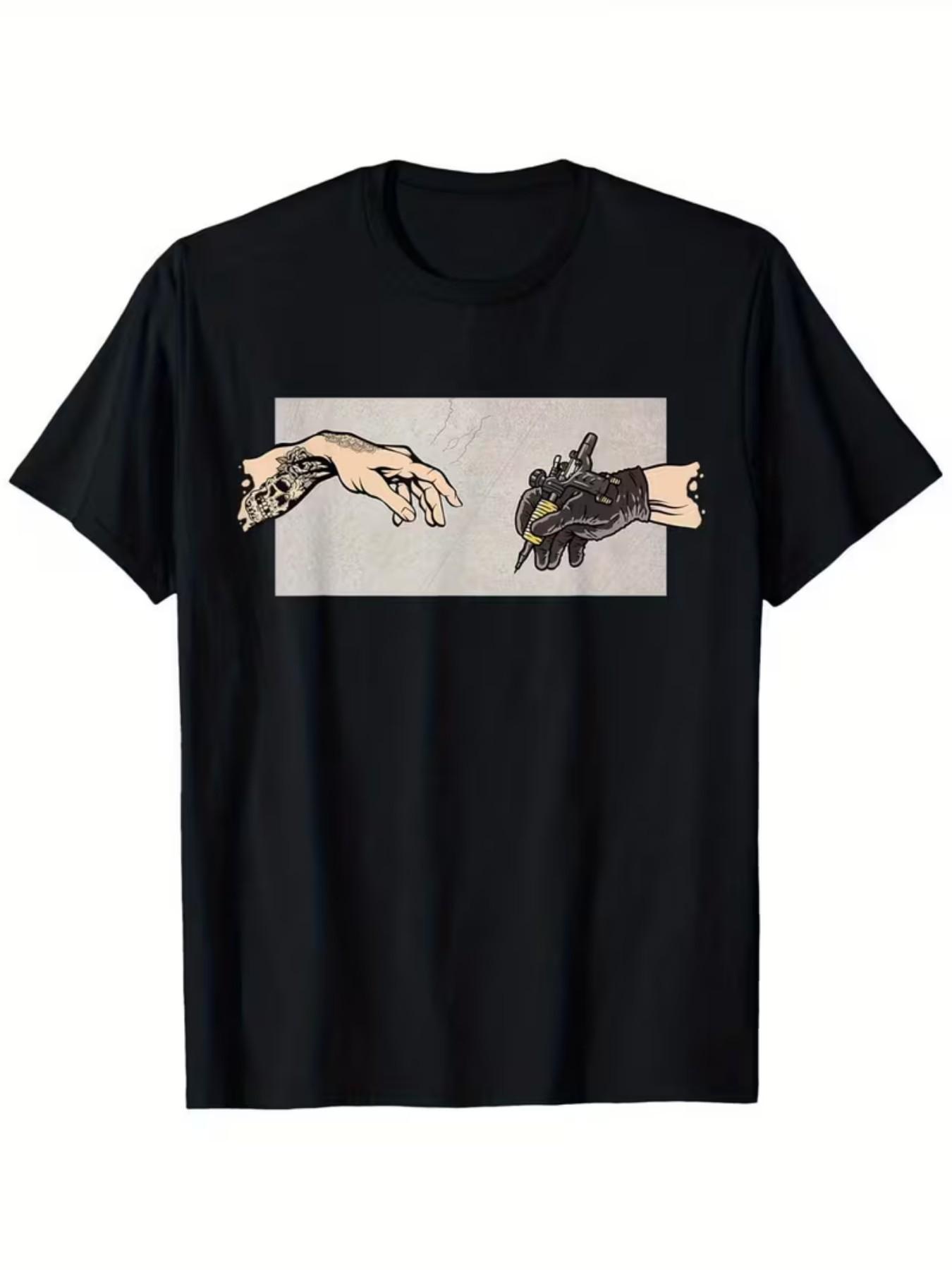 

Tattoo Artist s Hand and Bird Design - Printed Pattern Top Suitable for Parties, Outdoor Activities, Bohemian Style T-shirts ... 5XL