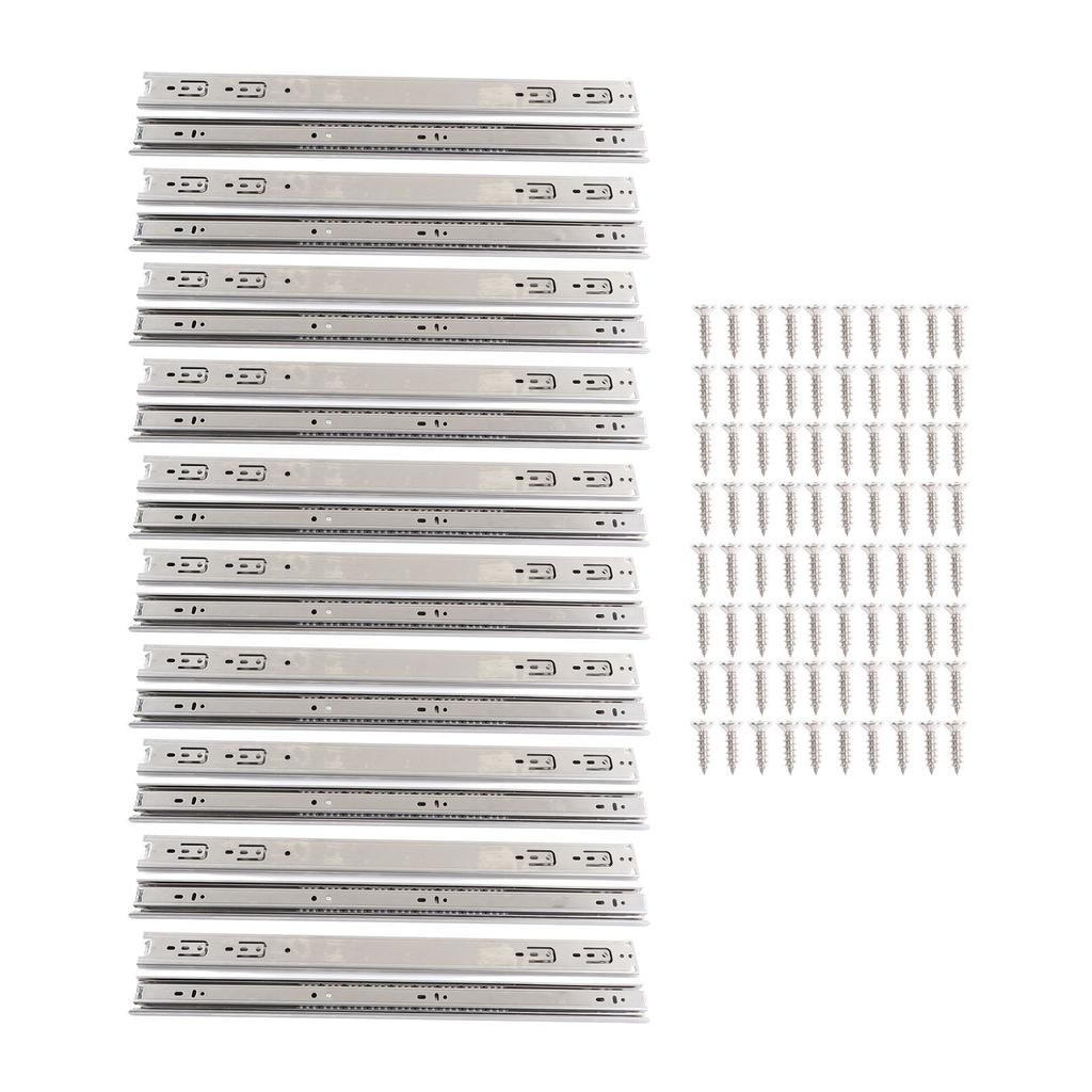 10 Pairs Stainless Steel Drawer Slides 22 Inch Hydraulic Damping Silence Thickened 3 Section Drawer