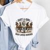 Just A Girl Who Loves Horses Tshirt Female Horse Western Retro Short Sleeve Tshirts Unisex Horse Lover Vneck Vintage T Shirts