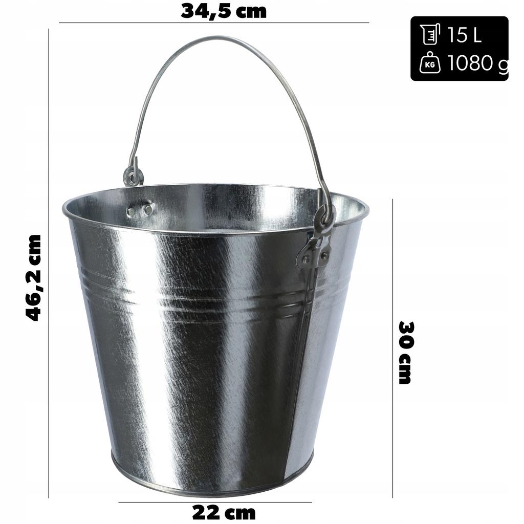 KADAX Bucket Garden Bucket Galvanized Metal 15 L