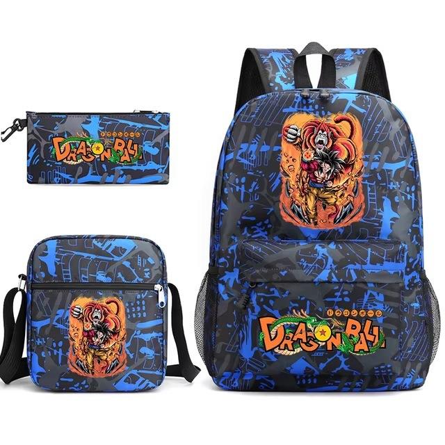 Dragon Ball Z Printed Backpack Set 3-Piece Casual School Bag For Boys And Girls Youth With Pencil Case Shoulder Bag