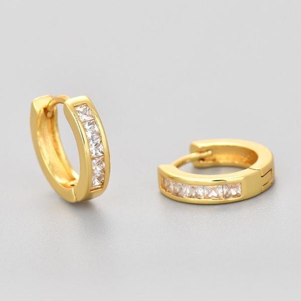 925 Silver Zircon Earrings for Women Vintage Simple Chunky Round Circle Hoops Earring Prevent Allergy Jewelry Gift