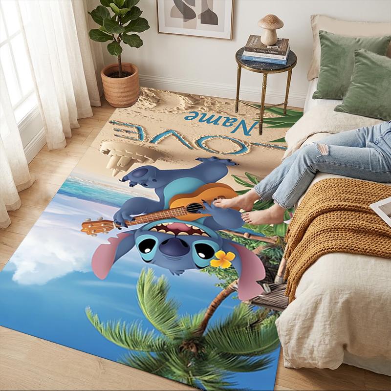 Custom Name Luna's Stitch Living Room Non-Slip Area Rug Soft Carpet for Bedroom Kids Playroom Sofa Office Home Decor Doormat