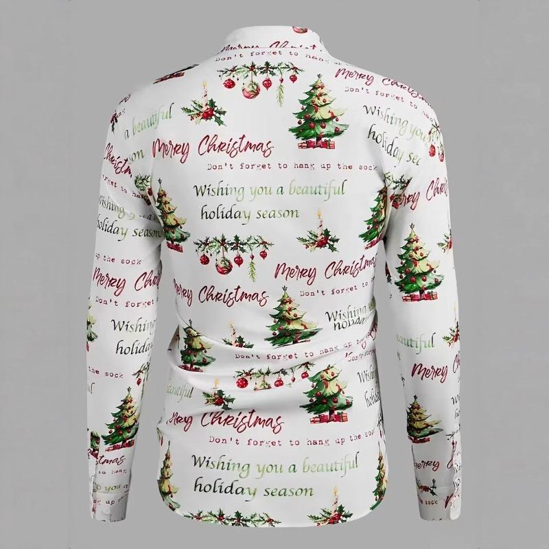 Pánské Vánoční košile s dlouhým rukávem a 3D digitálním potiskem, ležérní topy na podzim a zimu