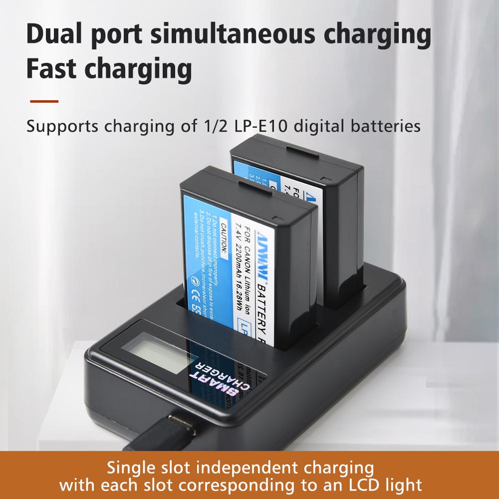 LP-E10 Camera Battery Rechargeable Batteries for Canon EOS 1100D 1200D 1300D 2000D 4000D Rebel T3 T5 T6 KISS X50