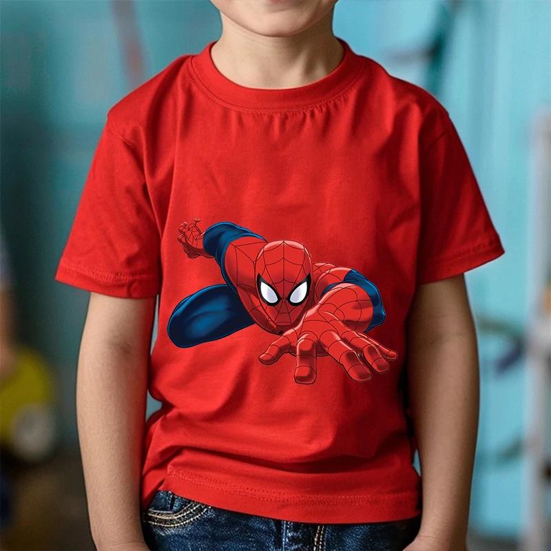 Tendencias de Moda Estampado de Dibujos Animados Anime Spider-Man Ropa para Niños y Niñas Camiseta en Verano Ropa Infantil Manga Corta